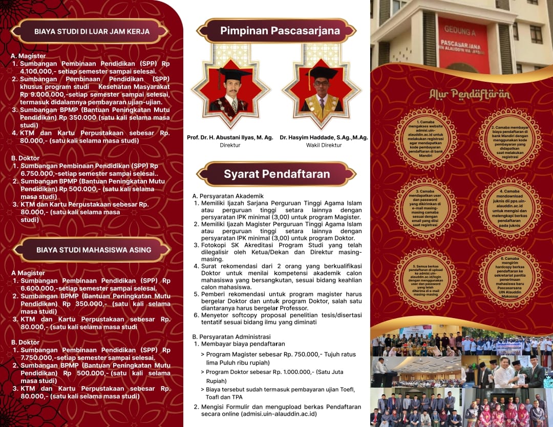 JADWAL PENERIMAAN MAHASISWA BARU DI PASCASARJANA UIN ALAUDDIN MAKASSAR
