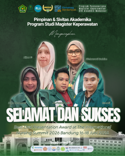 Mahasiswa Magister Keperawatan UIN Alauddin Makassar Raih Best Oral Presentation Award pada International Nursing Summit 2026